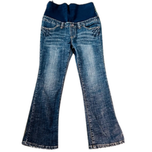 Boot Cut Maternity Denim Jeans distressed dark wash Sz S